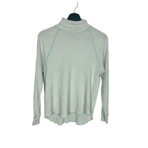 Everlane Blue Thermal Knit Ragland Long Sleeve Turtleneck Top Large